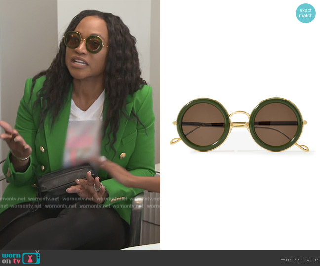 Loewe Round-Frame Acetate and Gold-Tone Sunglasses worn by Monyetta Shaw on The Real Housewives of Atlanta