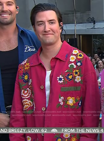 Logan Henderson's red floral embroidered shirt on Today