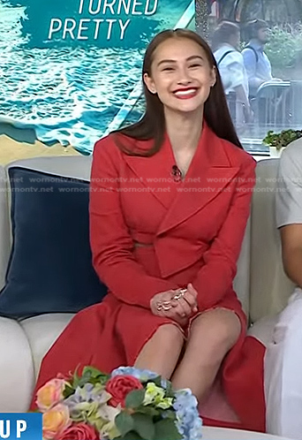 Lola Tung's red cropped blazer and skirt on Today