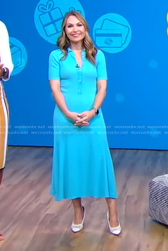 Lori's blue ribbed polo dress on Good Morning America