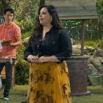 Lou’s black western shirt and yellow horse tulle skirt on Bunkd