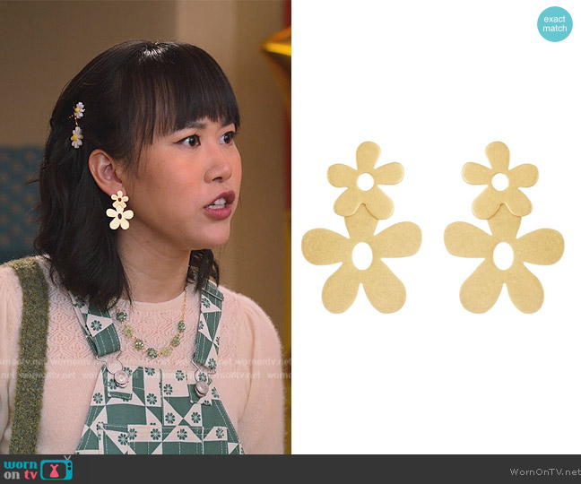 Madewell Flower Power Statement Earrings worn by Eleanor Wong (Ramona Young) on Never Have I Ever