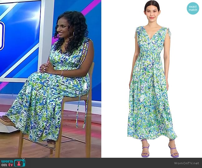 Maggy London Floral Tie Shoulder Maxi Dress worn by Niro Feliciano on Today