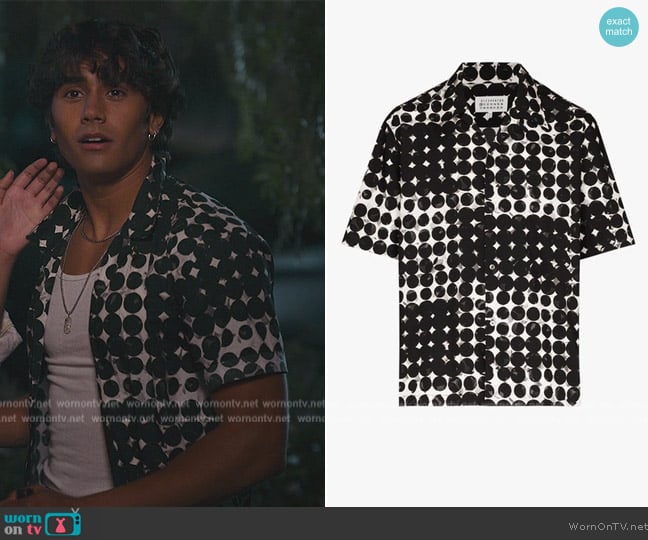 Maison Margiela Circle Print Shirt worn by Michael Cimino (Michael Cimino) on Never Have I Ever