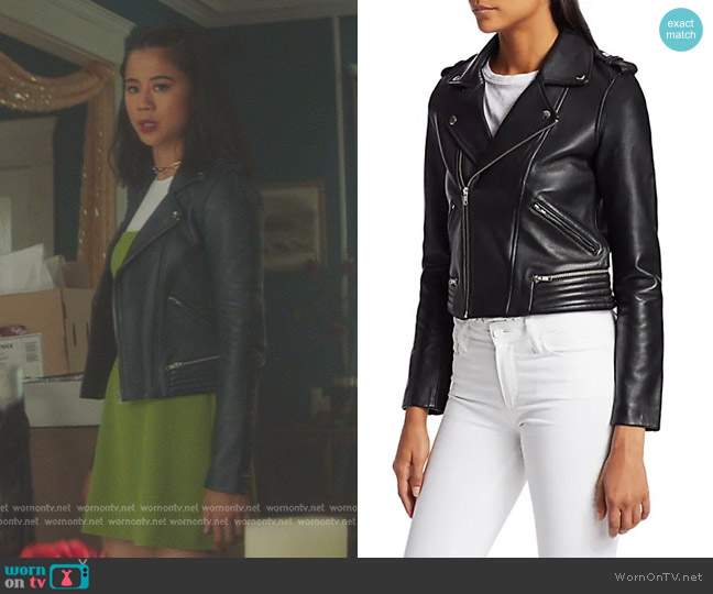 WornOnTV: George’s black leather moto jacket on Nancy Drew | Leah Lewis ...