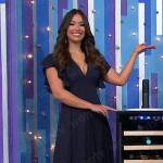 Manuela’s navy v-neck midi dress on The Price is Right