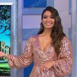 Manuela's rose gold sequin mini dress on The Price is Right