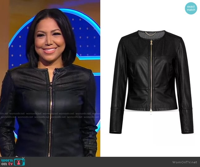 Marella Editti Perforated Faux Leather Jacket worn by Stephanie Ramos on Good Morning America