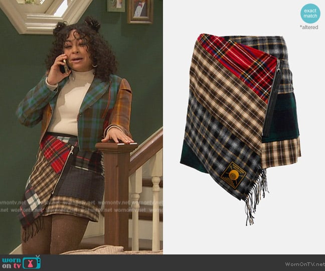 Marine Serre Clashing Tartans wool miniskirt worn by Raven Baxter (Raven-Symoné) on Ravens Home