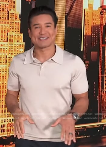 Mario’s light grey polo shirt on Access Hollywood