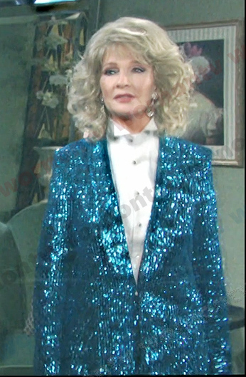Charlemagne's blue sequin suit on Days of our Lives