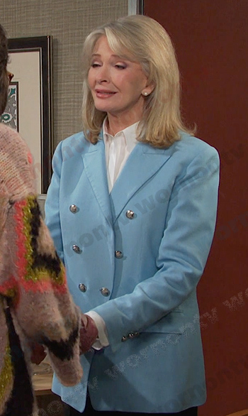 Marlena's light blue double breasted blazer on Days of our Lives