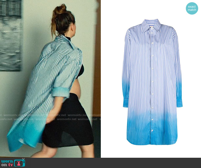 Ava’s striped ombre shirtdress cover-up on Based on a True Story