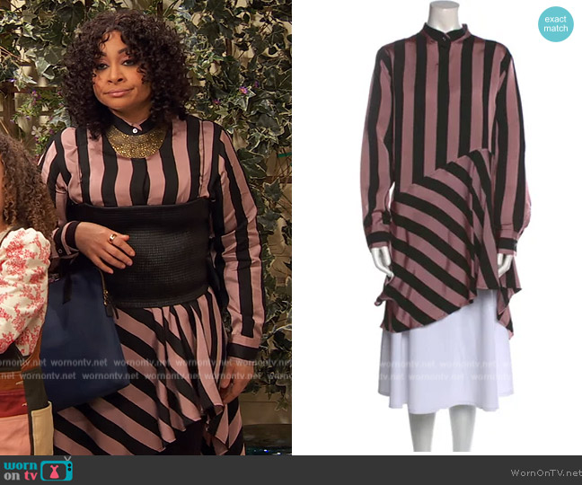 Marques Almedia Striped Midi Length Dress worn by Raven Baxter (Raven-Symoné) on Ravens Home