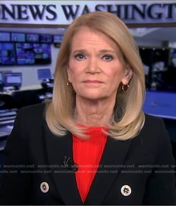 Martha Raddatz’s black double breasted blazer on Good Morning America