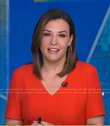 Mary's red v-neck seam dress on Good Morning America