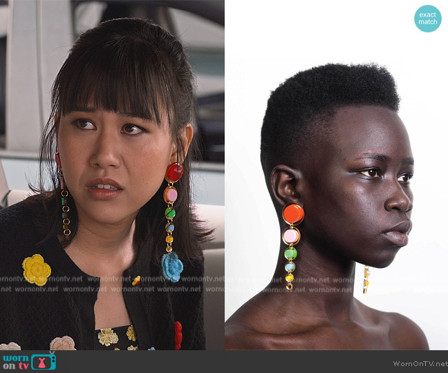 Align Your Chakras Earrings by Melody Ehsani worn by Eleanor Wong (Ramona Young) on Never Have I Ever