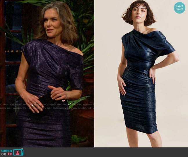 Me & Thee Hard Lines Navy Drop Shoulder Dress worn by Diane Jenkins (Susan Walters) on The Young and the Restless