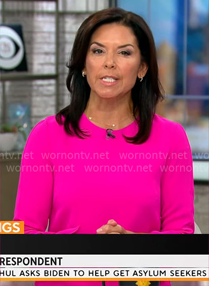 Meg Oliver's pink tie sleeve dress on CBS Mornings