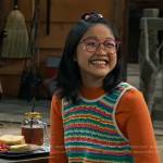 Megan’s multicolor crochet knit dress on Bunkd