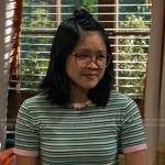 Megan’s pink and green striped tee on Bunkd