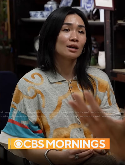 Mei Lum’s printed polo on CBS Mornings