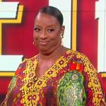 Melba Wilson’s multicolored mosiac print dress on The View