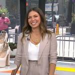 Melissa Garcia’s light grey blazer and wide leg pants on Today