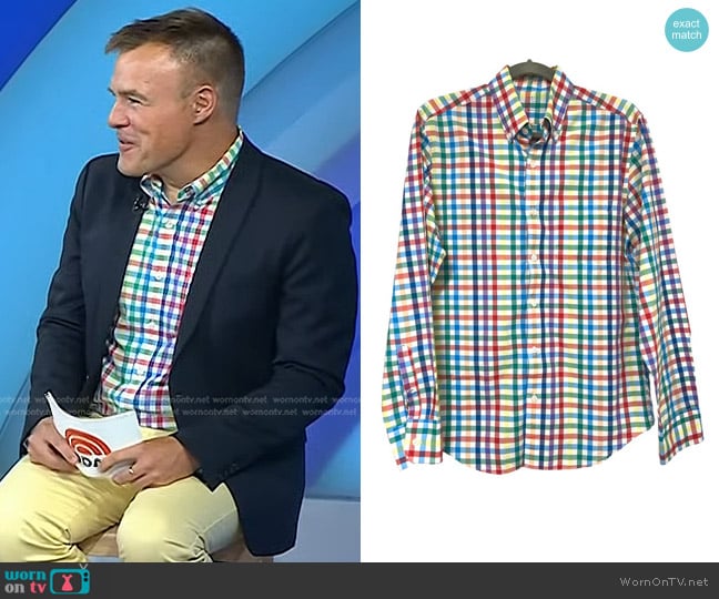 J. Crew Multicolor Gingham Button Down Lightweight Shirt worn by Mark Ellwood on Today