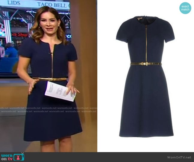 Michael Kors Knee-length Dresses in Dark Blue worn by Rebecca Jarvis on Good Morning America