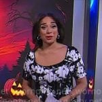 Michelle Miller’s black and white floral dress on CBS Mornings