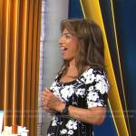 Michelle Miller’s black and white floral dress on CBS Mornings