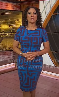 Michelle Miller's blue printed dress on CBS Mornings