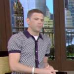 Mike’s navy contrast polo on Live with Kelly and Mark