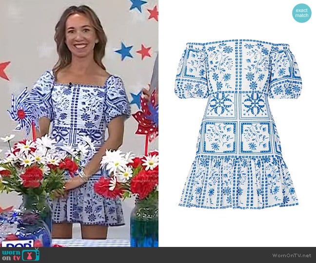 Milly Otilia Tile Eyelet Minidress worn by Shannon Doherty on Today