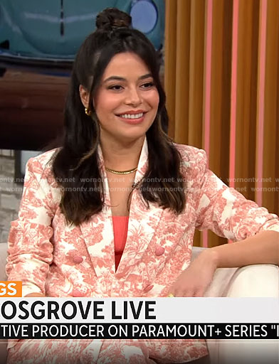 Miranda Cosgrove’s pink floral suit on CBS Mornings