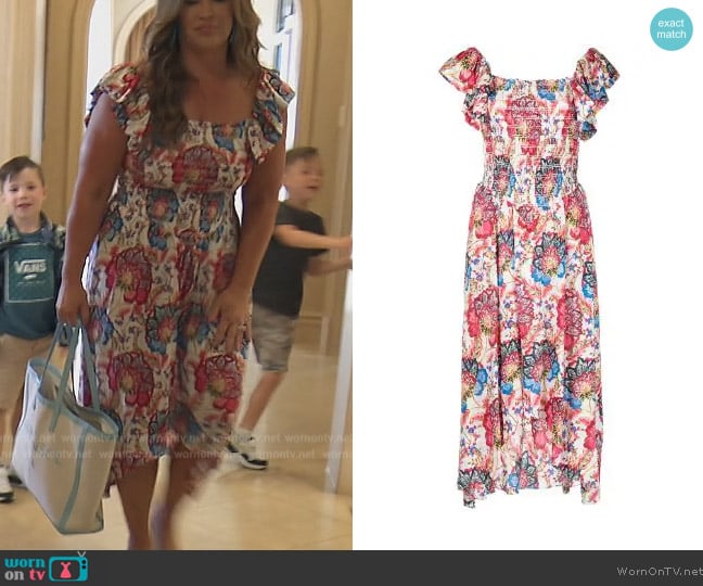 Misa Helena square neck dress worn by Emily Simpson on The Real Housewives of Orange County