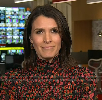 Molly Hunter's black floral smocked blouse on Today