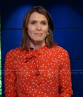 Molly Hunter's red small flower print blouse on Today