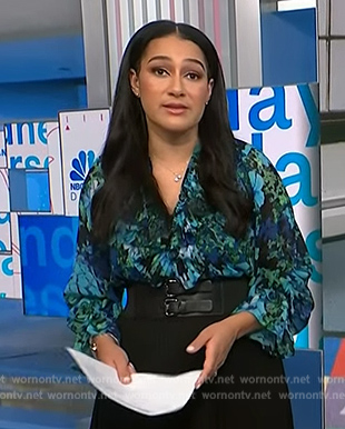 Morgan's blue floral ruffled blouse on NBC News Daily