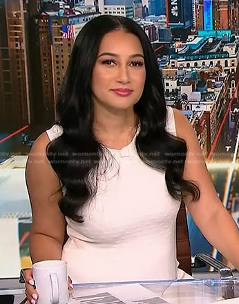 Morgan’s white dot texture dress on NBC News Daily