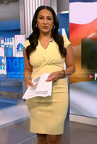 Morgan's yellow twist front dress on NBC News Daily