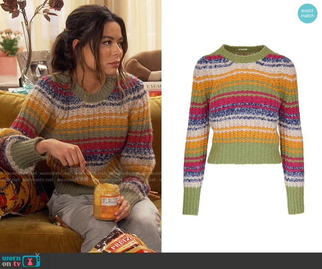 Mother The Inset Puff Sleeve Jumper in Tripped Up worn by Carly Shay (Miranda Cosgrove) on iCarly