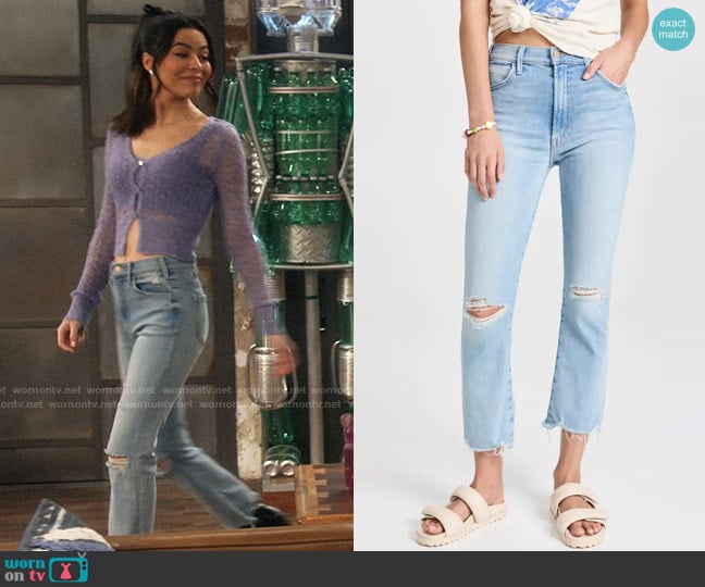 Mother The Hustler Ankle Chew Jeans in Petal Plucker worn by Carly Shay (Miranda Cosgrove) on iCarly