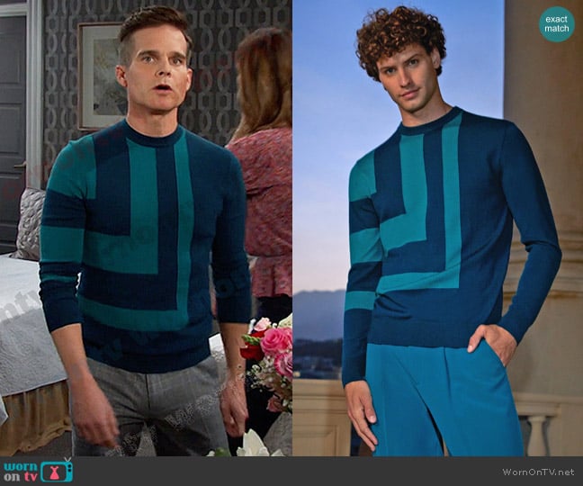 Mr Turk Gio Intarsia Crewneck Sweater worn by Leo Stark (Greg Rikaart) on Days of our Lives