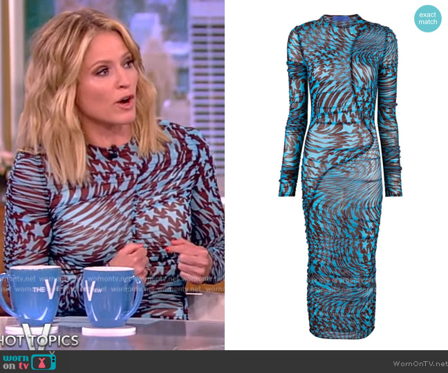 Mugler Star-print ruched dress worn by Sara Haines on The View