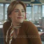 Nancy’s brown ribbed cardigan on Nancy Drew