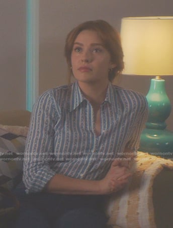 Nancy's blue striped shirt on Nancy Drew