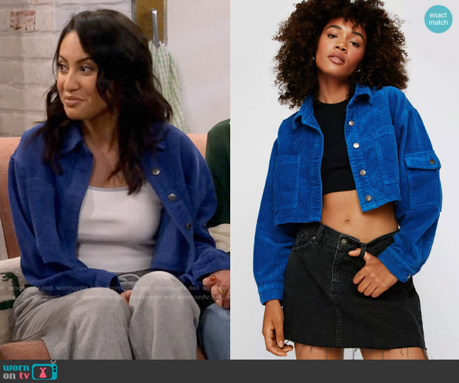 Nasty Gal Premium Cord Cropped Multi Pocket Shacket worn by Valentina (Francia Raisa) on How I Met Your Father