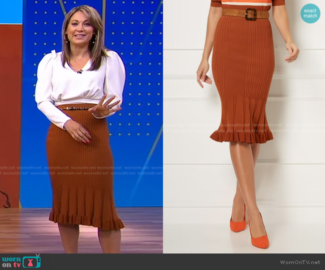 New York & Company Nigella Sweater Skirt - Eva Mendes Collection worn by Ginger Zee on Good Morning America